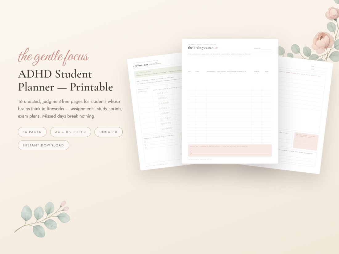 The Gentle Focus Student Edition — ADHD student planner